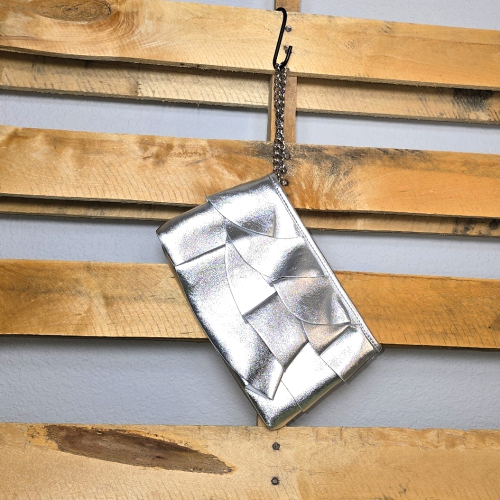 Express Silver Clutch with Chain Strap